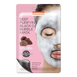 Purederm Deep Purifying Black O2 Bubble Mask Volcanic (10 Pack) – Bubble Face Sheet Mask for Purifying & Brightening