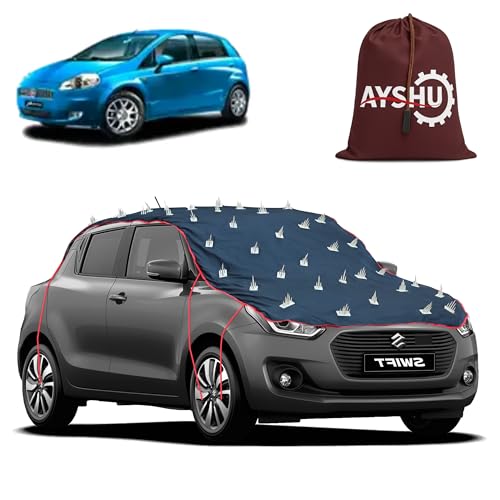 Image of AYSHU Water-Resistant Spike Car Cover for Fiat Grande Punto - Protects from Dogs, Monkeys, Dust, Sunlight & UV - Full Roof Universal Fit