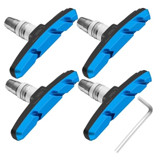 Zacro 4 PCS Bike Brake Pads, Powerful Mountain Bicycle V Brake Pads, Bike Brake Blocks Kit with Hex Wrench, Hex Nut and Shims, No Noise No Skid, Bike Brake Pads Replacement, Black and Blue