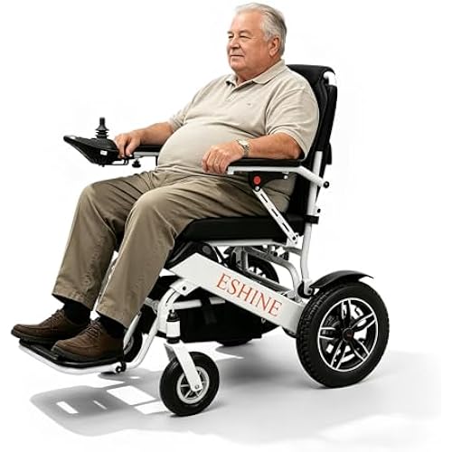 ESHINE Electric Wheelchairs for Adults, Extra Wide & Large Seat Foldable Power Wheelchair for Obese Users, Removable Battery Anti-Reverse Wheels Airline Approved, Dual-Mode Manual/Electric Drive