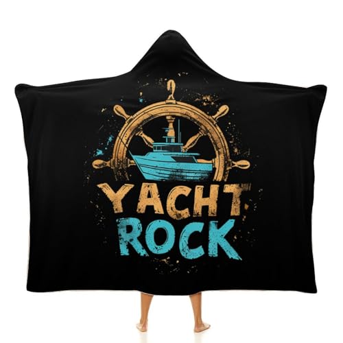 Yacht Rock Hooded Blanket Wearable Cloak Hoodies Throw Cape Wrap Poncho for Bed Sofa and Lounge Chair 50