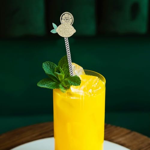Healeved 12pcs Pitillos Desechables Decorativos de Fruta Limón miniatura 5