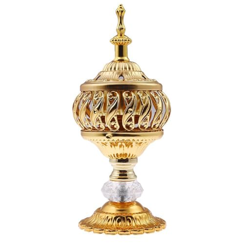 Quemador de incienso de metal vintage, incensario griego, soporte para velas de hierro dorado, 30 cm