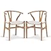 Poly and Bark Weave Modern Wooden Mid-Century Dining Chair, Hemp Seat, Natural (Set of 2)