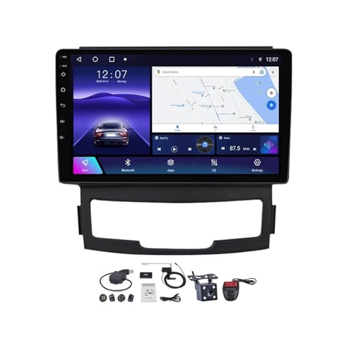 MLXABH Android 12 Radio estéreo para automóvil para Ss-angYon-g Korando 3 Actyon 2 2010-2013 Pantalla de 9 pulgadas Carplay incorporado Android Auto Controles en el volante Bluetooth FM AM con cámara