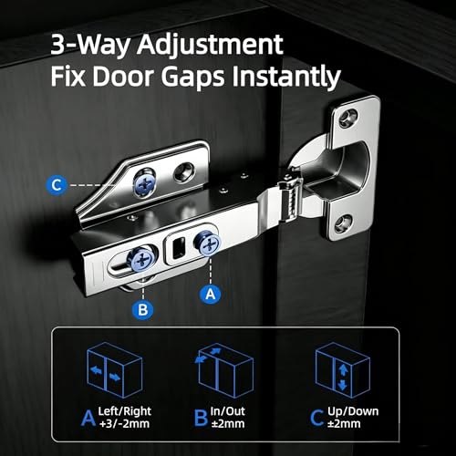 STIANC 10 Pcs Full Overlay Frameless Soft Close Cabinet Hinges,105° 3-Way by STIANC - Image 6