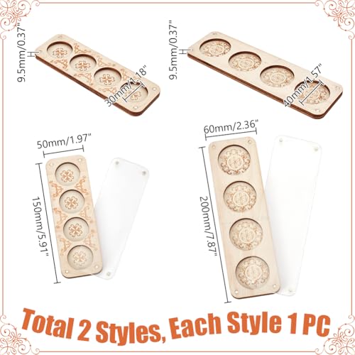 Image of AHANDMAKER 2Pcs Wooden Jewelry Storage Tray with Glass Lid 2 Sizes Wood Bead Board with Lid 4 Slot Old Lace Bead Storage Organize for Beads, Bracelets, and Small Accessories