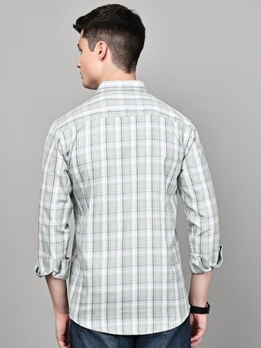 Image of Majestic Man Stylish Slim Fit Cotton Spread Collar Checked Casual Shirt for Men
