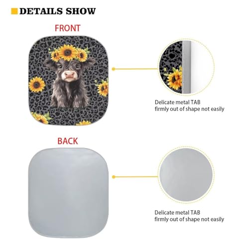 Image of Cute Highland Cow Windshield Sun Shade Foldable 2-Piece Car Sunshades Car Interior Accessories Sun Protection for SUV Truck Van Sedans Auto Interior Protector 28.5 x 25.5 inches