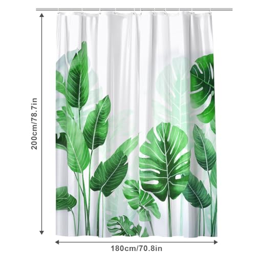 URAQT Shower Curtain Anti Mould, Waterproof Polyester Bathroom Curtains, Resistant Bathroom Shower Curtain with 12 Hooks - Image 2