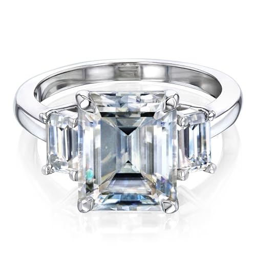 Kobelli 4.1ct tw Emerald Moissanite Three Stone Engagement Ring (GH/VS)