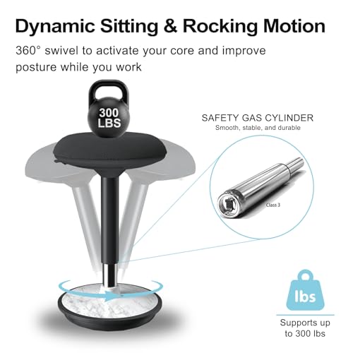 Image of Adult Wobble Stool - Anti-Fatigue Standing Desk Stool with 360 Rocking Non-Slip Curved Base, Height Adjustable 22-32 Inch Standing Chair for Home & Office,Faux Marble