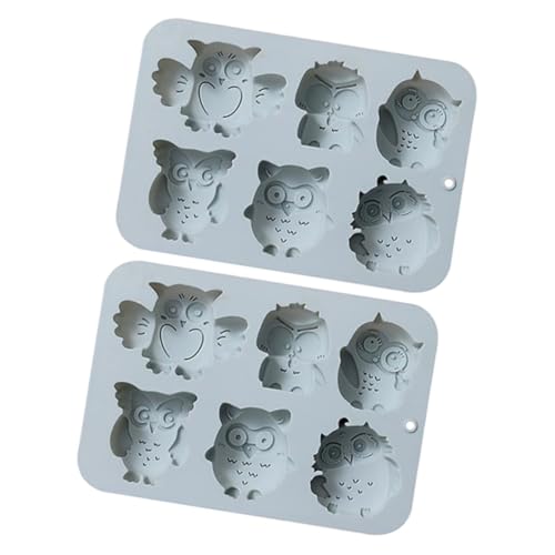 ARTSEWPLY 2個 シリコン製連猫頭鷹ケーキ型 耐高温 防水 滑り止め設計 製菓用 チョコレート 焼き菓子対応 ホームキッチン ベーカリー向け