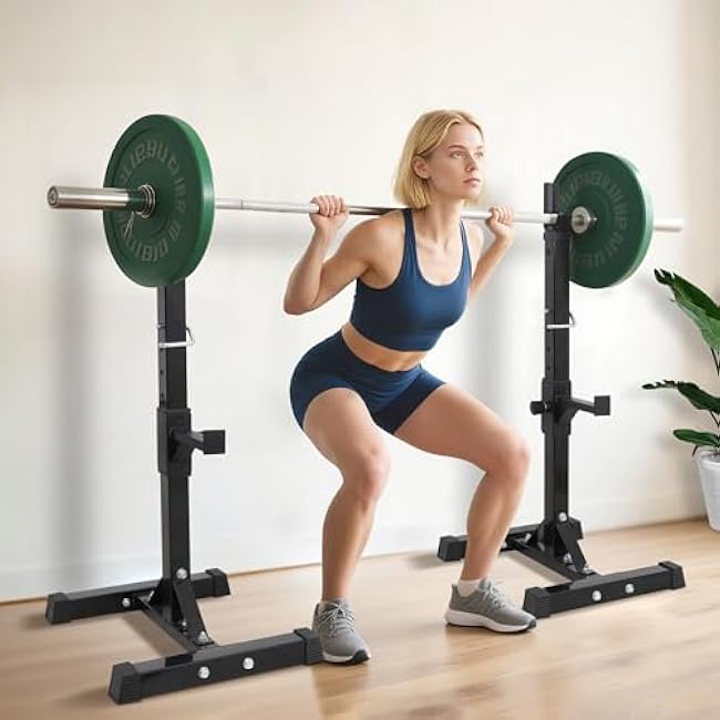 F2C Adjustable Squat Rack Pair 41-66 Sturdy Steel Barbell Bench Press Stand GYM/Home Gym Portable Dumbbell Racks Stand Max 550lbs