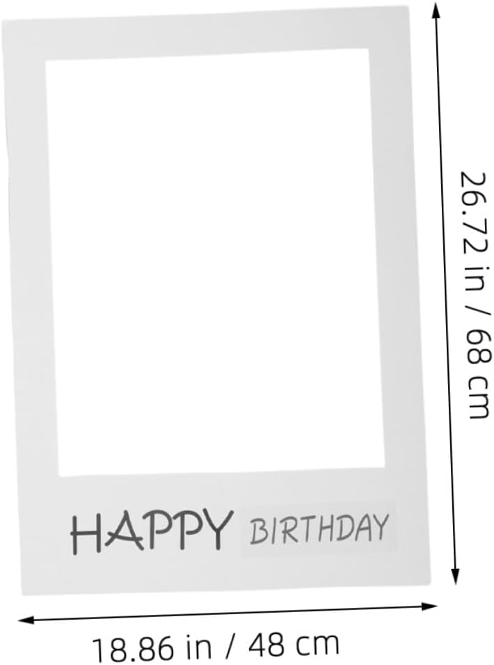 Happy Birthday Photo Booth Props 2pcs Paper Photo Frame Set White and Black Birthday Party Supplies Festival Decoration