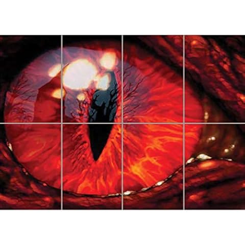 Dragon Gothic Red Eye Wall Art Multi Panel Poster Print 47x33 inches Cover