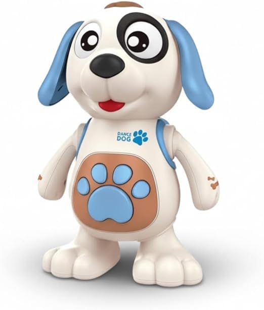 Cachorro Dançarino Interativo com Luzes LED e Sons, Robô Musical para Desenvolvimento Motor e Sensorial, 1 a 3 Anos (Azul)