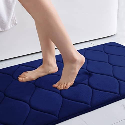Colorxy Memory Foam Bathroom Rugs, Ultra Soft & Non-Slip Bath Mat, Water Absorbent and Machine Washable Bath Carpet Rug for Shower Bathroom Floor Rugs, 32''x20'', Navy Blue