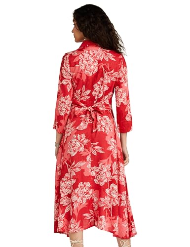 Image of BIBA Women's Below The Knee 3 /4 Sleeves Collared Neck Printed Casual Dress