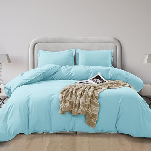 Elegant Comfort Luxury 3-Piece Duvet Cover Set - 1500 Premium Hotel Quality Microfiber Hotel Collection - Comforter Cover with Button Closure and Shams, King/California King, Aqua
