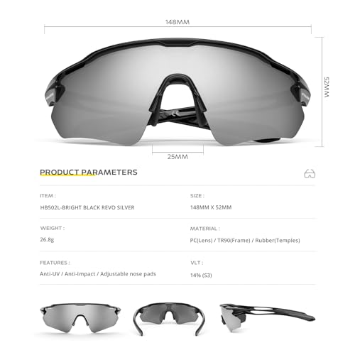 Image of Cycling Glasses, TR90 Unbreakable Frame Polarized Anti-UV400 Sports Sunglasses