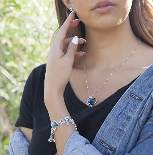 Gift Butterfly Birthstone Crystal Necklace, Silver Tone with 18”+2” Chain, Necklace for Mother’s Day Anniversary Birthday Gifts for Women and Daughter3