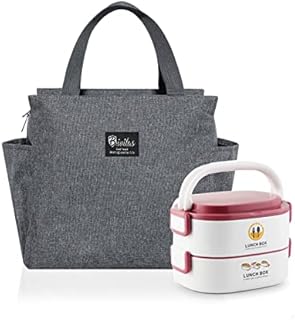 NCOALE Insulated Lunch Bag, Thermal Lunch Tote Bags Wide Open Insulated Cooler Bag with Two Side Pockets, Water-Resistant Thermal Leak-Proof Lunch Organizer for Men Women and Work Picnic