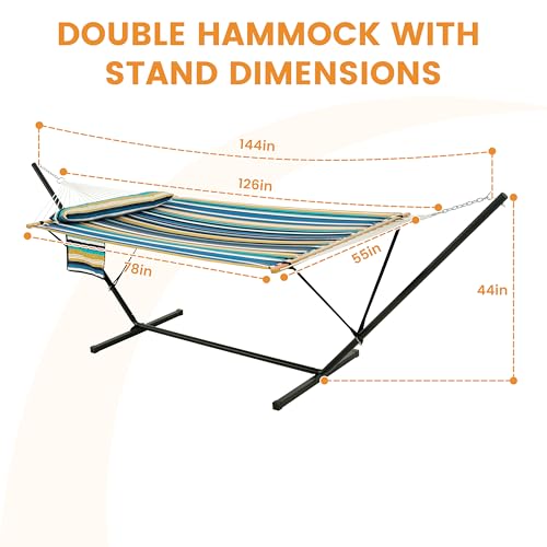 Image of Lazy Daze Double Hammock with Stand, Balance Straps & Carry Bag for Outside