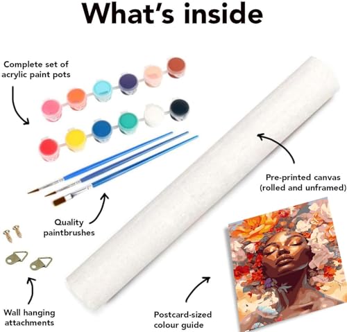 Image of Clendo DIY African Woman Paint by Numbers for Adults Canvas, Flowers and Girl Paint by Number Kits on Canvas - Oil Painting Kits Arts and Crafts for Home Decor 16x20 inch(Without Frame)