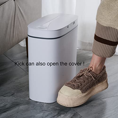 Sooyee 14 Liter Automatic Trash Can With Lid,3.6 Gallon Touchless Trash Can Or Kick,Garbage Cans For Kitchen,Bathroom,Office,Bedroom,Living Room,White #TOP3