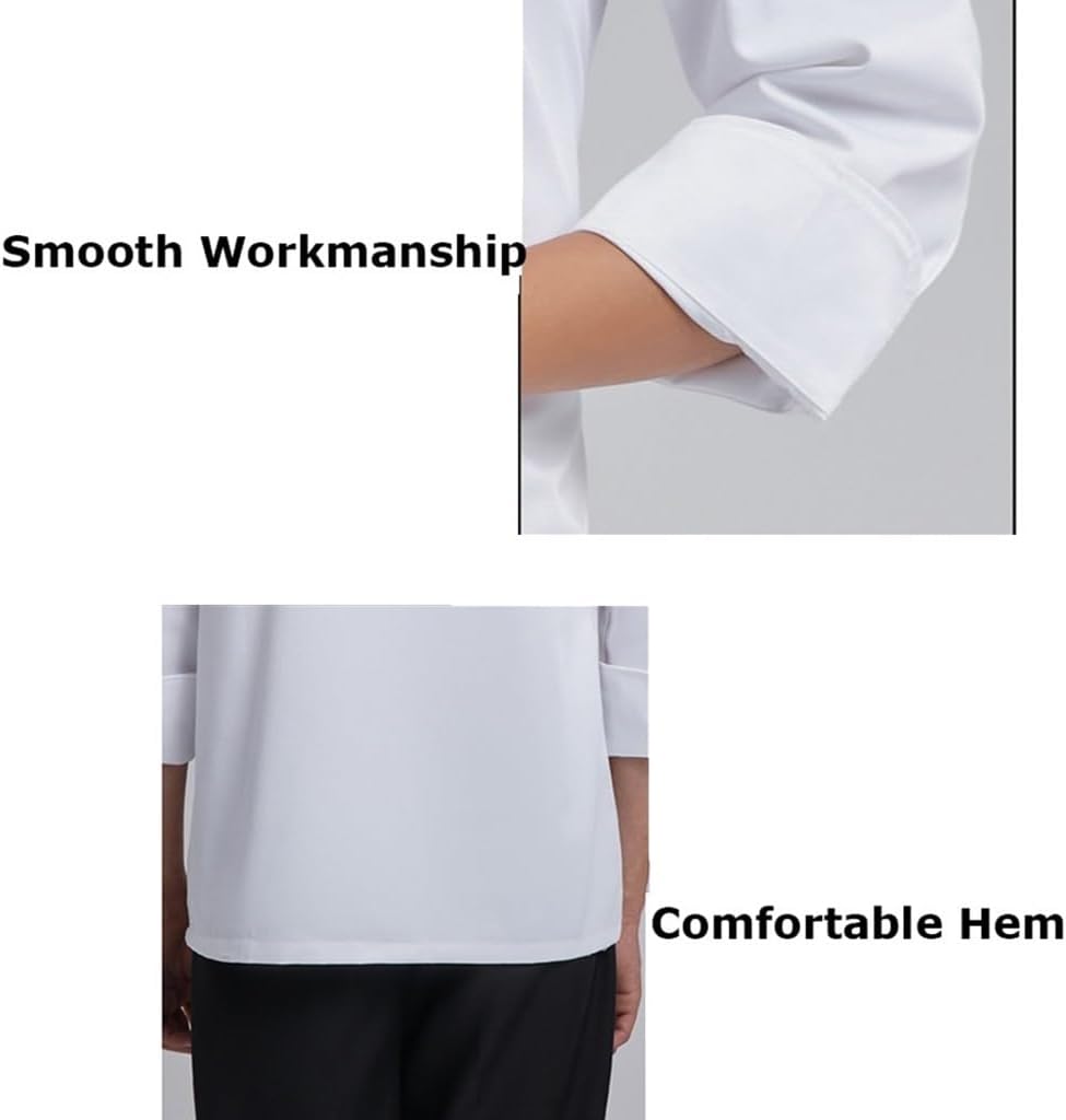 Unisex Chef Coat Short Sleeve Button Chef Jacket Restaurant Kitchen Work Uniform for Men Womens Cooking Shirt