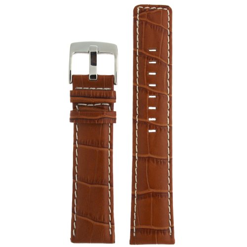Tech Swiss Watch Band Leather Honey Brown Alligator Sport Model 20 Millimeter