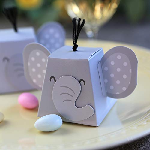 Kate Aspen Adorable Elephant Favor Box (Set Of 12), One Size, Grey & Black #TOP4