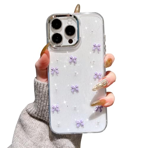 Coque iPhone 13 Pro Max Transparente anti-rayures avec Noeud Violet de Protection