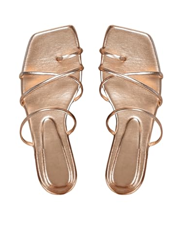 Image of GORGLITTER Women's Metallic Strappy Sparkly Square Toe Cute Dressy Sandals