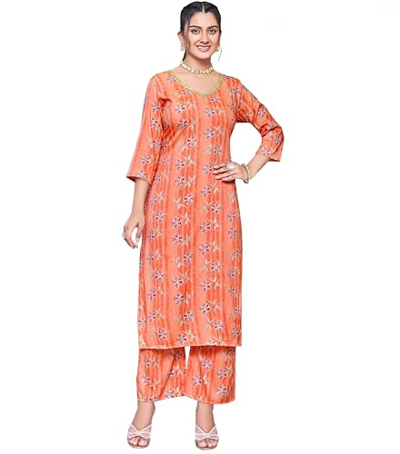 Image of London Hills Women Printed Kurta with Pant Salwar Suit Set || Plazo Kurti Cotton Set