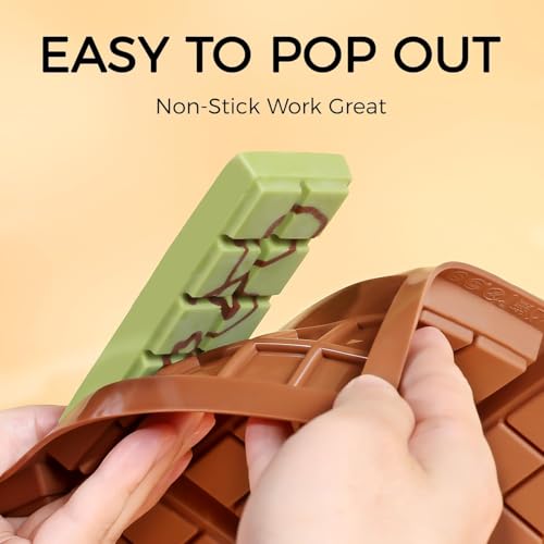 Molde de barra de chocolate – Moldes antiadherentes de silicona para chocolate, molde de barra de chocolate profundo Dubai de grado alimenticio para leche pistacho – juego de 2
