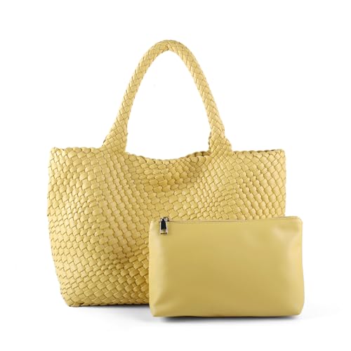 Yellow Woven Tote Bag