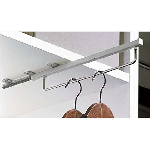 Hettich 9136280 Quadro Schrankgarderobe ausziehbar, 497 x 48 x 60 mm, Silber lackiert Cover