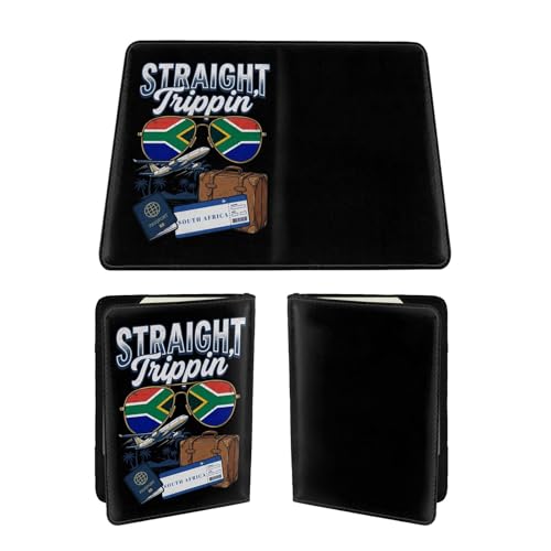Straight Trippin South African South Africa Passport Holder 6.5x4.5 Inch Multi-Card Slot Leather Business Travel Document Organizer Wallet Accessories for Men Women
