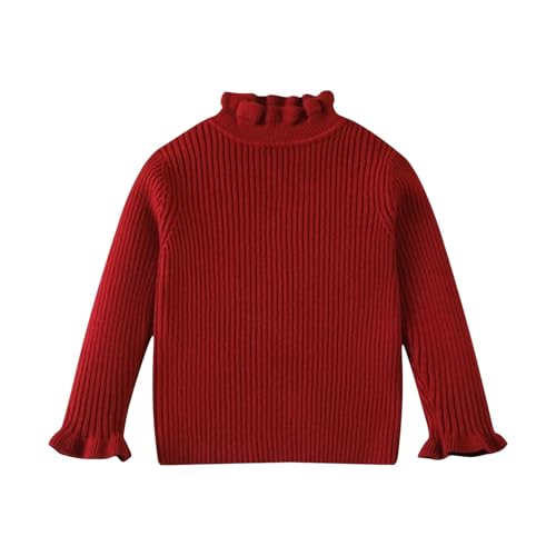 Girls Mock Neck Sweater Long Sleeve Knit Ruffled Collar Top Kids Comfy Soft 𝗥uffle Cuff Pullover Tops