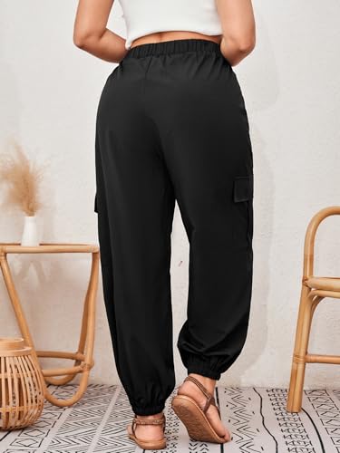 SOLY HUX Women's Plus Size High Waist Cargo Pants Casual Loose Baggy Jogger Pants Trousers Pockets2