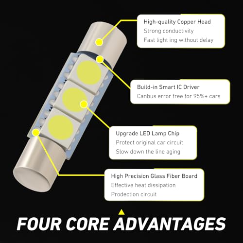 10 unidades bombillas LED para espejo de coche 12V miniatura 3