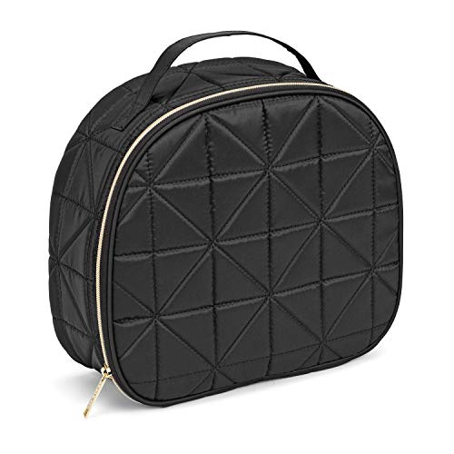 Allegro by Scunci Modella Quilted Round Train Case Makeup Organizer, Black