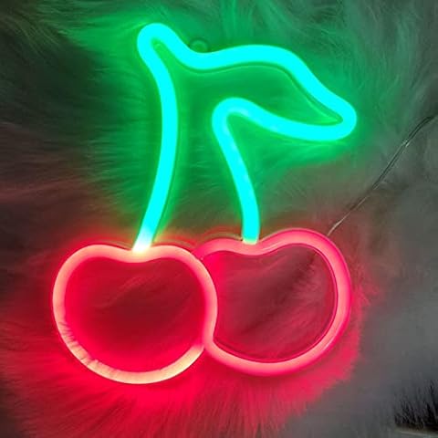 UMXOSM Cherry Neon Light Sign, Led Neon Light Wall Sign Hanging Art Light Children Light for Home, Bar, Party, Christmas, Wedding Decorate(A) Cover
