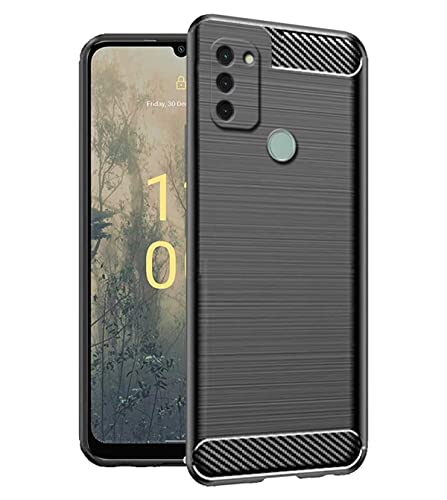 Image of NPRC Hybrid Ultra Slim Protective Case TPU Non-Slip Carbon Fiber Texture Shockproof Case Cover for Nokia C31 - Black