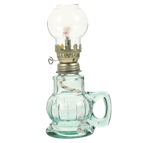 VICASKY Lampada Petrolio Vintage in Vetro Retro per Interni Lanterna Decorativa in Antico Illuminazione d con Regolabile e Emergenze