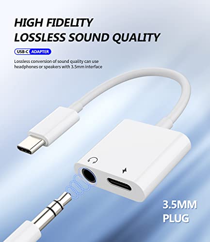 Usb-C To 3.5Mm Headphone Adapter(2In1) Dac Type C Aux Jack Splitter Charger Audio Dongle Cord Accessories For Samsung Galaxy S20 S21 Fe S22 Ultra Note10 S9 S10 Google Pixel Lg Ipad Pro Air 4 2022 #TOP4