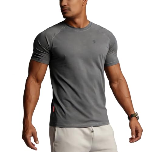 Image of Casual Short Sleeve Crew Neck Classic Wicking Breathable Fitness Muscle Athletic T Shirts Mens