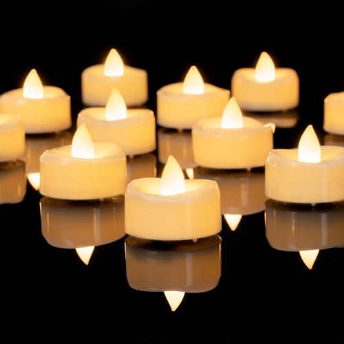 AMAGIC 24 Pack LED Teelichter Flameless Kerzen batteriebetrieben, Warm White Tealight Kerzen für Weihnachten Hochzeiten, Dia 3.8CM x H 3CM, 150 Stunden +, Battey enthalten